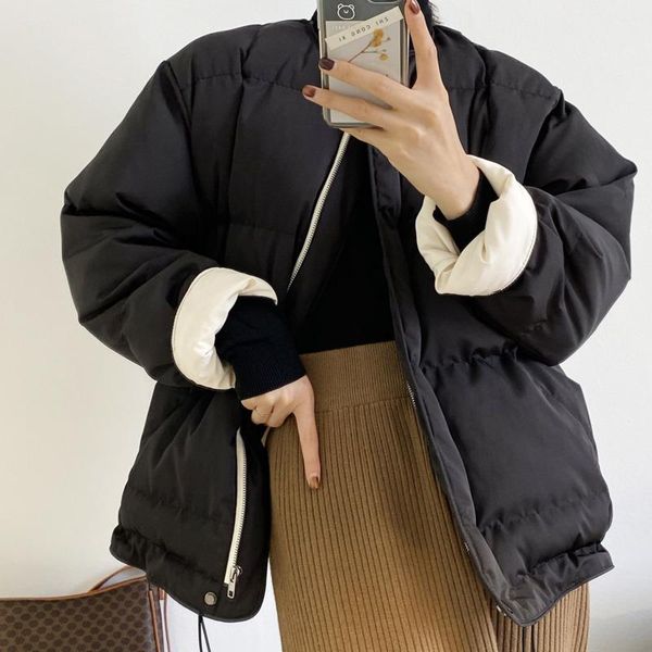 women's down & parkas winter women cotton quilted jacket 2021 collarless long sleeve loose warm thicken coat casaco feminino, Black
women's down & parkas winter women cotton quilted jacket 2021 collarless long sleeve loose warm thicken coat casaco feminino, Black