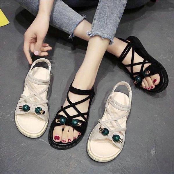 simple ladies sandals flat bottom ins tide shoes soft mother fairy beach women's single, Black
simple ladies sandals flat bottom ins tide shoes soft mother fairy beach women's single, Black