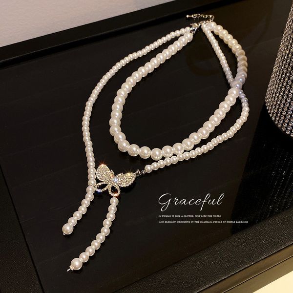 chain women pendants south korea east gate pearl tassel inlaid with diamond butterfly double layer necklace collar bone neck net red tempera, Silver
chain women pendants south korea east gate pearl tassel inlaid with diamond butterfly double layer necklace collar bone neck net red tempera, Silver