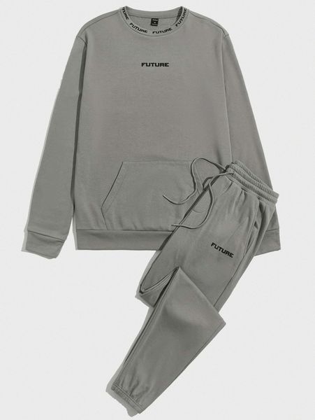 men letter graphic kangaroo pocket sweatshirt & sweatpants set i3yb#, Gray
men letter graphic kangaroo pocket sweatshirt & sweatpants set i3yb#, Gray