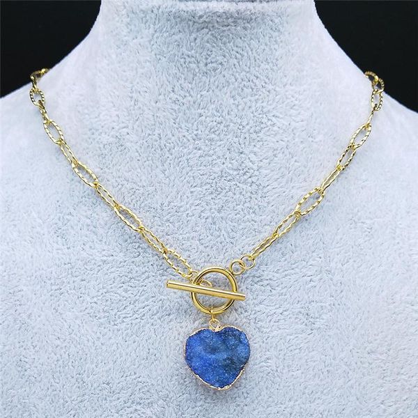 pendant necklaces 2021 stainless steel blue natural stone necklace for women/men gold color jewelry collier initiale nd58s04, Silver
pendant necklaces 2021 stainless steel blue natural stone necklace for women/men gold color jewelry collier initiale nd58s04, Silver