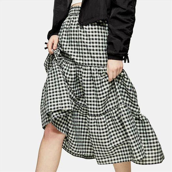 plaid two layers womens skirt a line high waisted elastic waist midi long vintage style skirts for women length spring, Black
plaid two layers womens skirt a line high waisted elastic waist midi long vintage style skirts for women length spring, Black