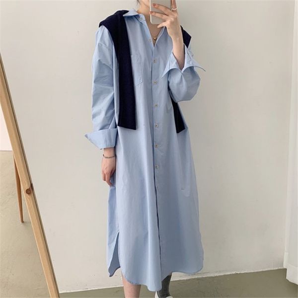 women's jackets spring minimalist shirt dress women full sleeve straight solid button up female loose casual oversize robe zl96, Black;brown
women's jackets spring minimalist shirt dress women full sleeve straight solid button up female loose casual oversize robe zl96, Black;brown