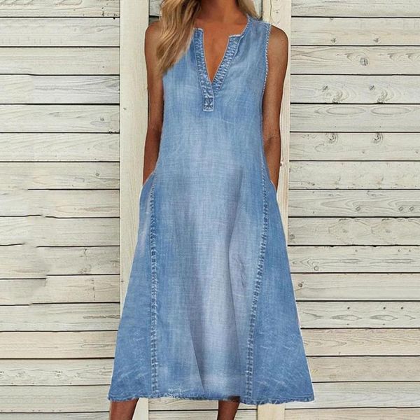 casual dresses sleeveless v-neck women's denim dress with shrink-proof pockets and large hem women a-line mid-length street dating, Black;gray
casual dresses sleeveless v-neck women's denim dress with shrink-proof pockets and large hem women a-line mid-length street dating, Black;gray
