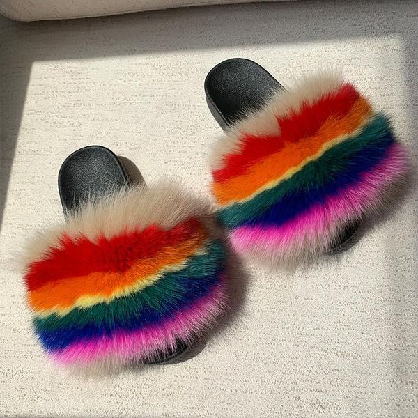 women's fluffy colorful fur slippers female furry shoes girl's plush slides real sandals ladies fashion flip flops 35-45, Black
women's fluffy colorful fur slippers female furry shoes girl's plush slides real sandals ladies fashion flip flops 35-45, Black