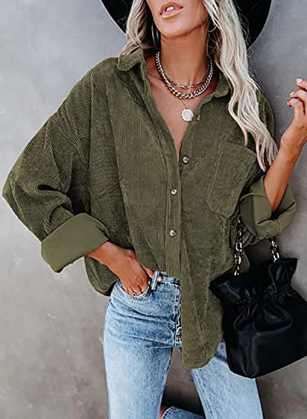 women's jackets 2021 fashion woman corduroy jacket solid shirt single breasted turn down collar long sleeve pocket button feminina ov, Black;brown
women's jackets 2021 fashion woman corduroy jacket solid shirt single breasted turn down collar long sleeve pocket button feminina ov, Black;brown