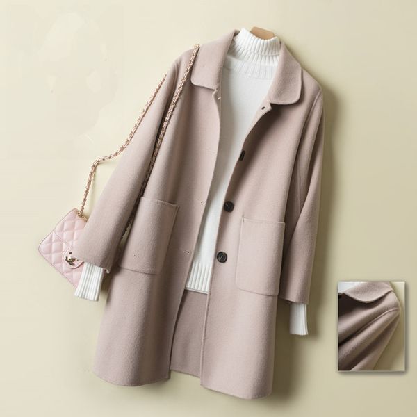 women's trench coats autumn winter woolen coat ladies plus size single-breasted double-sided long solid wool jacket korean overco, Tan;black
women's trench coats autumn winter woolen coat ladies plus size single-breasted double-sided long solid wool jacket korean overco, Tan;black