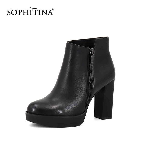 sophitina fashion women's boots genuine leather comfortable round toe shoes special square heel ankle boots sc314 210513, Black
sophitina fashion women's boots genuine leather comfortable round toe shoes special square heel ankle boots sc314 210513, Black