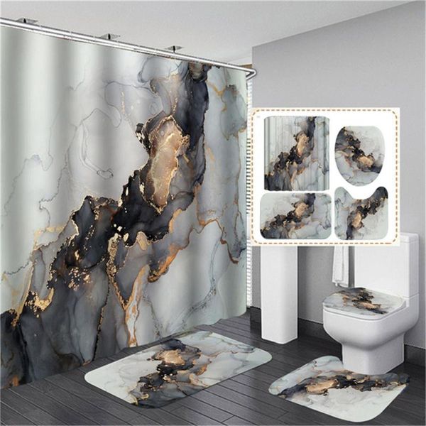 

shower curtains 3d print elegant oil painting curtain waterproof in the bathroom with hook set soft bath mat toilet carpet rugs