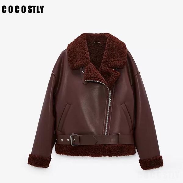 women's leather & faux 2021 winter jacket thick black women zipper warm lambswool biker coat female casual loose outwear
women's leather & faux 2021 winter jacket thick black women zipper warm lambswool biker coat female casual loose outwear