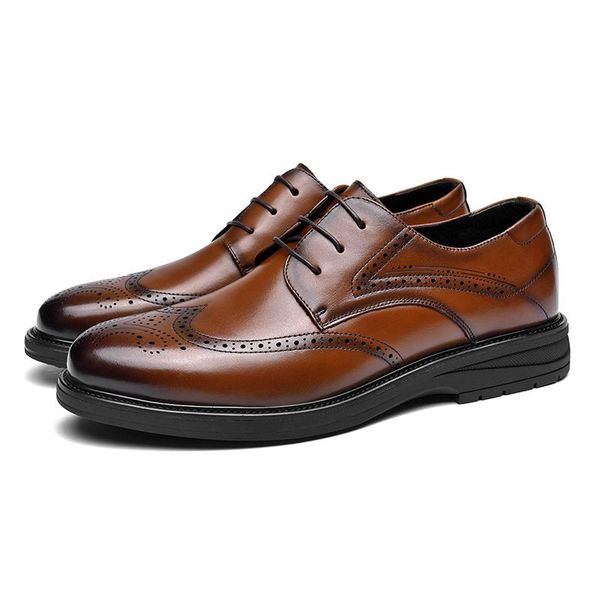 men's cow leather brogue shoes oxford business loafers male genuine gentleman doug boat driving dress, Black
men's cow leather brogue shoes oxford business loafers male genuine gentleman doug boat driving dress, Black
