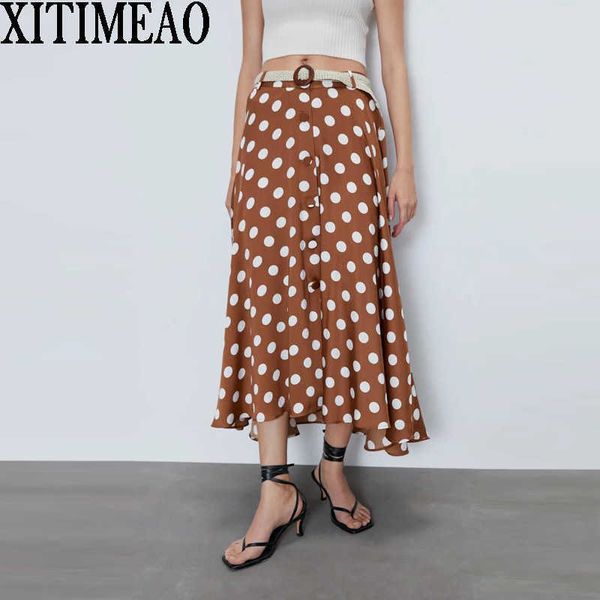 za women chic fashion polka dot with belt midi skirt vintage high waist button-up irregular female skirts mujer 210602, Black
za women chic fashion polka dot with belt midi skirt vintage high waist button-up irregular female skirts mujer 210602, Black
