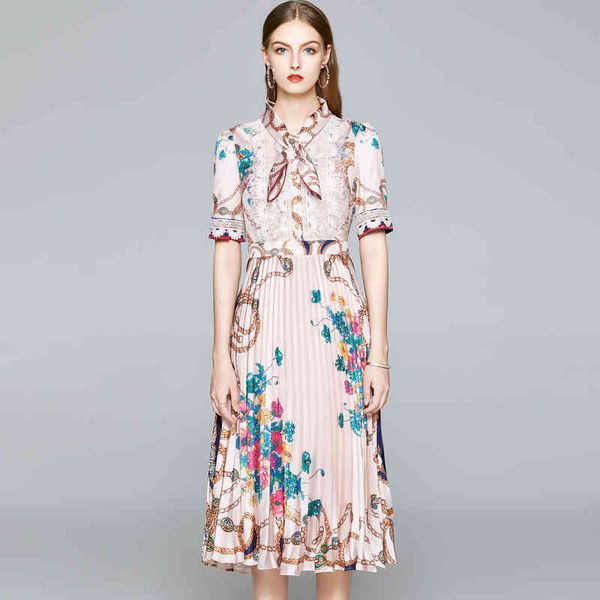 casual dresses summer runway designer bow neck pleated women short sleeve lace patchwork floral print vintage female elegant midi, Black;gray
casual dresses summer runway designer bow neck pleated women short sleeve lace patchwork floral print vintage female elegant midi, Black;gray