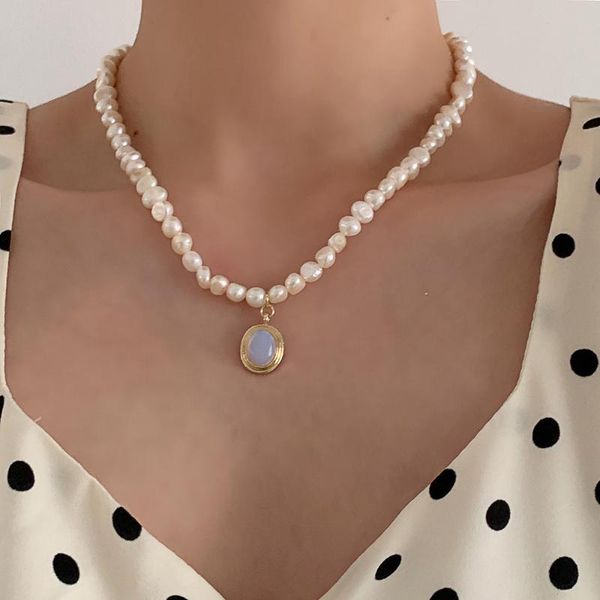 pendant necklaces korean temperament fashion natural freshwater pearl moonstone clavicle chain necklace for women, Silver
pendant necklaces korean temperament fashion natural freshwater pearl moonstone clavicle chain necklace for women, Silver
