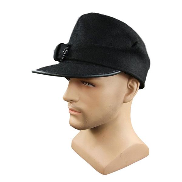 wide brim hats german hj winter ski cap black wool service, Blue;gray