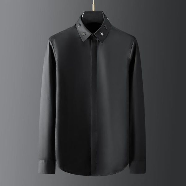 men's casual shirts brand rivet men long sleeve shirt male business social party slim fit streetwear clothing, White;black
men's casual shirts brand rivet men long sleeve shirt male business social party slim fit streetwear clothing, White;black