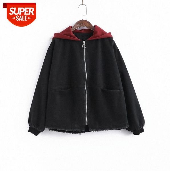li zhiqi solid color fake two-piece hooded sweater coat female loose and thin zipper denim jacket 930690 #rr3a, Black
li zhiqi solid color fake two-piece hooded sweater coat female loose and thin zipper denim jacket 930690 #rr3a, Black
