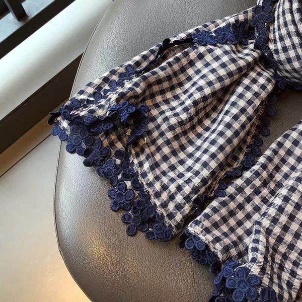 scarves phle color matching plaid lace cotton scarf fashion increase decoration silk factory wholesale, Blue;gray
scarves phle color matching plaid lace cotton scarf fashion increase decoration silk factory wholesale, Blue;gray