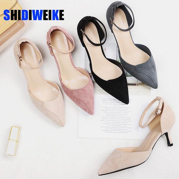 dress shoes woman heels faux suede thin high pointed toe ankle strap cover office ladies work career pumps sandals 6cm, Black
dress shoes woman heels faux suede thin high pointed toe ankle strap cover office ladies work career pumps sandals 6cm, Black