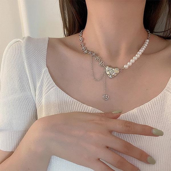 pendant necklaces cream metal love necklace female korean personality versatile neck chain clavicle jewelry, Silver
pendant necklaces cream metal love necklace female korean personality versatile neck chain clavicle jewelry, Silver