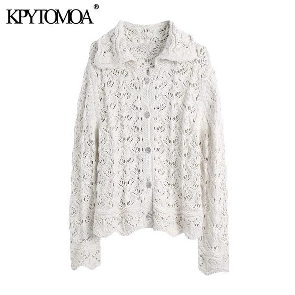 women fashion bejewelled button knitted cardigan sweater vintage long sleeve hollow out female outerwear chic 210416, White;black
women fashion bejewelled button knitted cardigan sweater vintage long sleeve hollow out female outerwear chic 210416, White;black