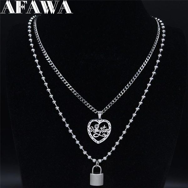 pendant necklaces afawa 2pcs 2021 stainless steel layered chain necklace women silver color love daughter jewelry collares mujer n3755s01
pendant necklaces afawa 2pcs 2021 stainless steel layered chain necklace women silver color love daughter jewelry collares mujer n3755s01