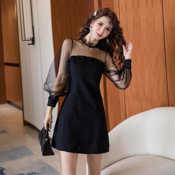 casual dresses spring autumn mesh perspective solid formal dress temperamental work style elegant personality cute a-line, Black;gray
casual dresses spring autumn mesh perspective solid formal dress temperamental work style elegant personality cute a-line, Black;gray