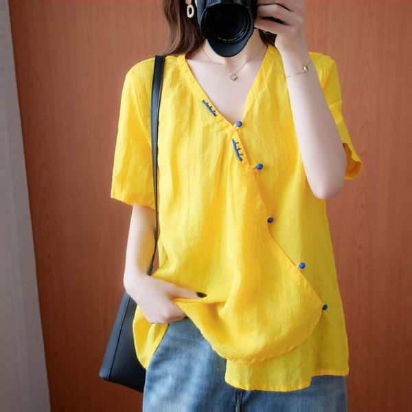 women's blouses & shirts oversized cotton shirt women summer loose casual arrival 2021 korean style vintage v-neck female p1140, White
women's blouses & shirts oversized cotton shirt women summer loose casual arrival 2021 korean style vintage v-neck female p1140, White