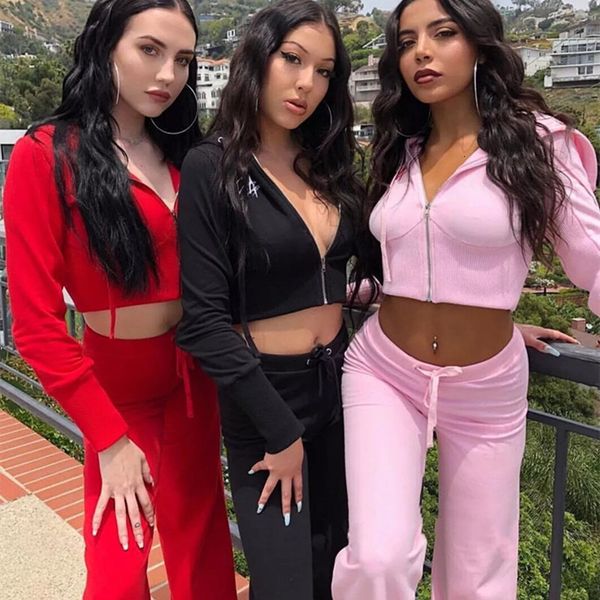 women's tracksuits autumn tracksuit women clothes two piece set zipper crop and drastring long pants jogger suit club out, Gray
women's tracksuits autumn tracksuit women clothes two piece set zipper crop and drastring long pants jogger suit club out, Gray