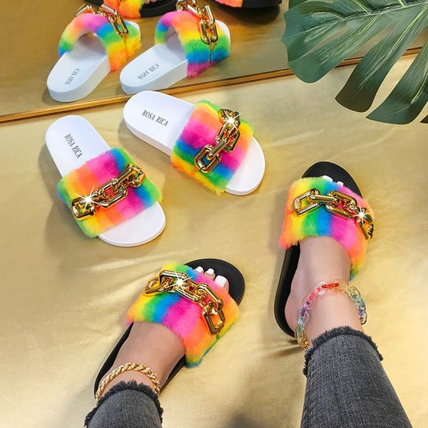 women plus size slippers 2021 fall summer shoes chain rainbow fake fur flat outdoors flip flops beachwear scuffs comfortable flatshoe flatti, Black
women plus size slippers 2021 fall summer shoes chain rainbow fake fur flat outdoors flip flops beachwear scuffs comfortable flatshoe flatti, Black