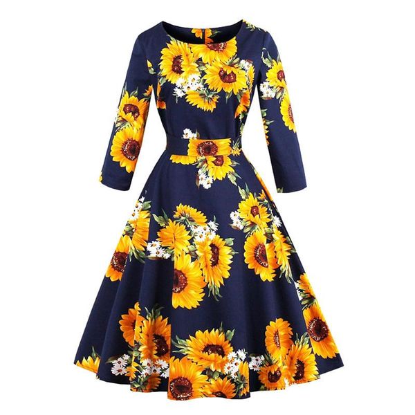 casual dresses 60s sundress yellow sunflower a line vintage cotton dress spring autumn 3/4 length sleeve women elegant 1950s floral, Black;gray
casual dresses 60s sundress yellow sunflower a line vintage cotton dress spring autumn 3/4 length sleeve women elegant 1950s floral, Black;gray
