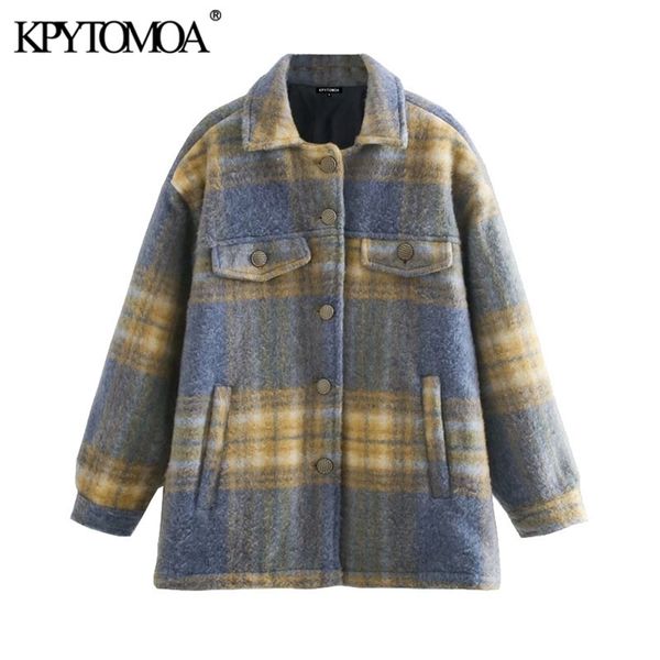 women fashion oversized check woolen jacket coat long sleeve pockets female outerwear chic overshirt 210420, Black;brown
women fashion oversized check woolen jacket coat long sleeve pockets female outerwear chic overshirt 210420, Black;brown