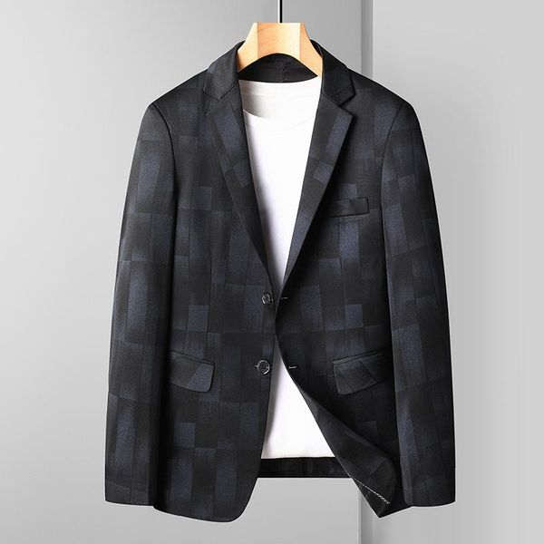 men's suits & blazers men gradient blue gray plaid spring autumn smart casual notched collar single-breasted suit jacket male business, White;black
men's suits & blazers men gradient blue gray plaid spring autumn smart casual notched collar single-breasted suit jacket male business, White;black