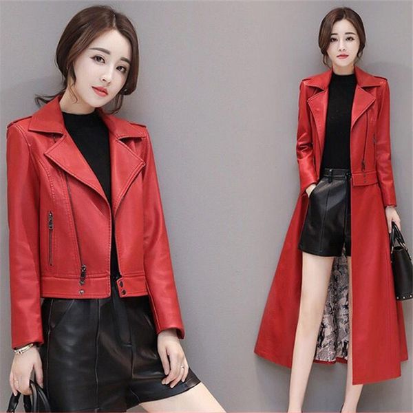 women's leather & faux women long jacket 2021 autumn winterink slim plus size 4xl belt motorcycle pu female trench coat l75, Black
women's leather & faux women long jacket 2021 autumn winterink slim plus size 4xl belt motorcycle pu female trench coat l75, Black