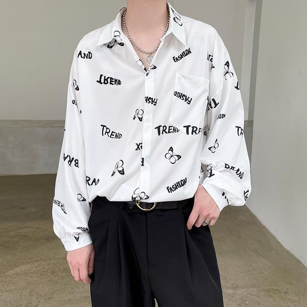 men's casual shirts 2021 japanese male loose printing long-sleeved shirts/men collar lining full white beach, White;black
men's casual shirts 2021 japanese male loose printing long-sleeved shirts/men collar lining full white beach, White;black