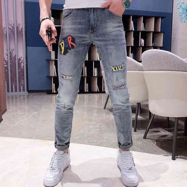 jean male fashion in spring and summer custom multi-label embroidered letter broca de pants pierced youth jeans, Blue
jean male fashion in spring and summer custom multi-label embroidered letter broca de pants pierced youth jeans, Blue