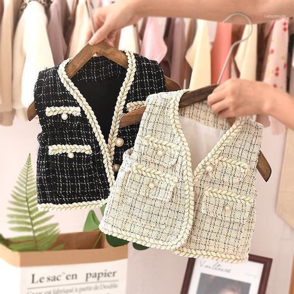 jackets 2021 baby girls elegant plaid vest coats pearls button fashon kids girl princess wear overcoats children outfit clothes1, Blue;gray
jackets 2021 baby girls elegant plaid vest coats pearls button fashon kids girl princess wear overcoats children outfit clothes1, Blue;gray