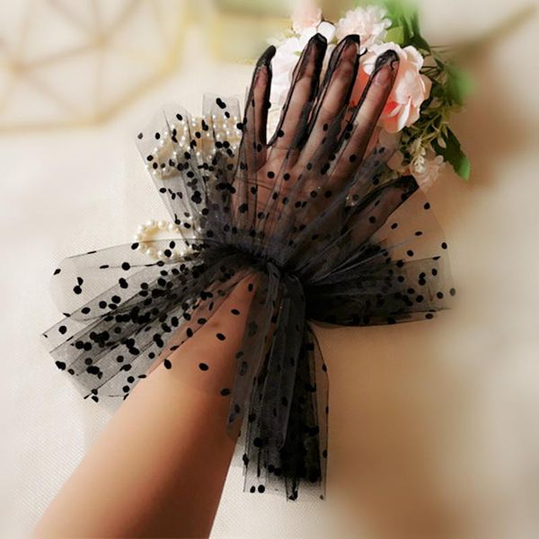 bridal gloves short sheer tulle wedding bride dress fashion white black dot transparent mitten wrist length women
bridal gloves short sheer tulle wedding bride dress fashion white black dot transparent mitten wrist length women