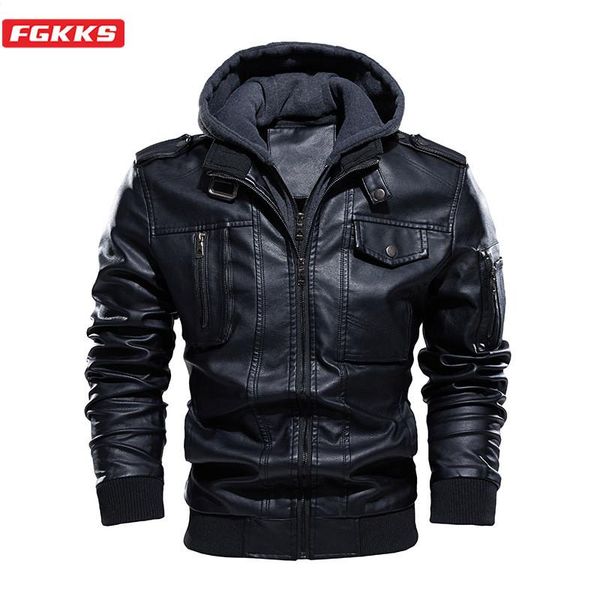 men's fur & faux fgkks winter brand men hooded leather jacket fashion washed bomber fleece thick pu jackets male, Black
men's fur & faux fgkks winter brand men hooded leather jacket fashion washed bomber fleece thick pu jackets male, Black
