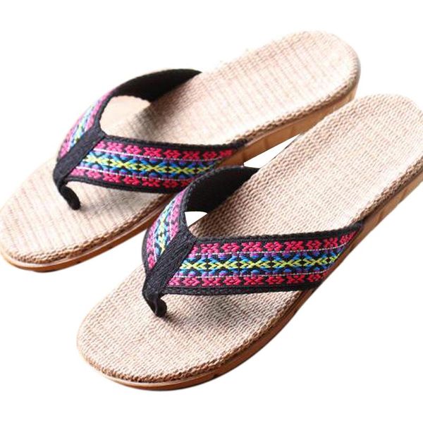 women's summer linen slippers indoor embroidered house flax beach flip flops women slides flat sandals el home shoes, Black
women's summer linen slippers indoor embroidered house flax beach flip flops women slides flat sandals el home shoes, Black