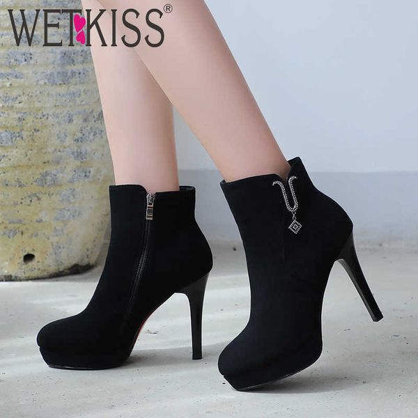 wetkiss flock ankle boots women high heels platform booties shoes female crystal shoes ladies wedding shoes winter 210630, Black
wetkiss flock ankle boots women high heels platform booties shoes female crystal shoes ladies wedding shoes winter 210630, Black