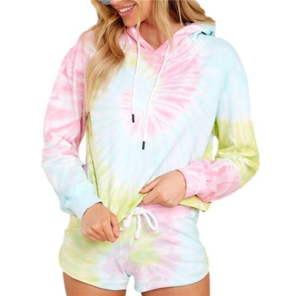 women's tracksuits wsevypo fall spring tie-dyed women sports two pieces long sleeves hooded sweatshirt+drawstring shorts streetwear, Gray
women's tracksuits wsevypo fall spring tie-dyed women sports two pieces long sleeves hooded sweatshirt+drawstring shorts streetwear, Gray