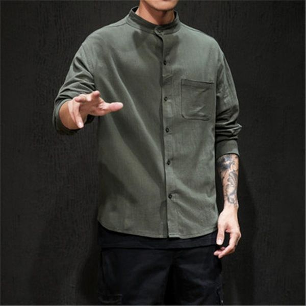 men's casual shirts 2021 autumn style japanese solid color long-sleeved shirt with stand-up collar korean trendy plus size shi, White;black
men's casual shirts 2021 autumn style japanese solid color long-sleeved shirt with stand-up collar korean trendy plus size shi, White;black