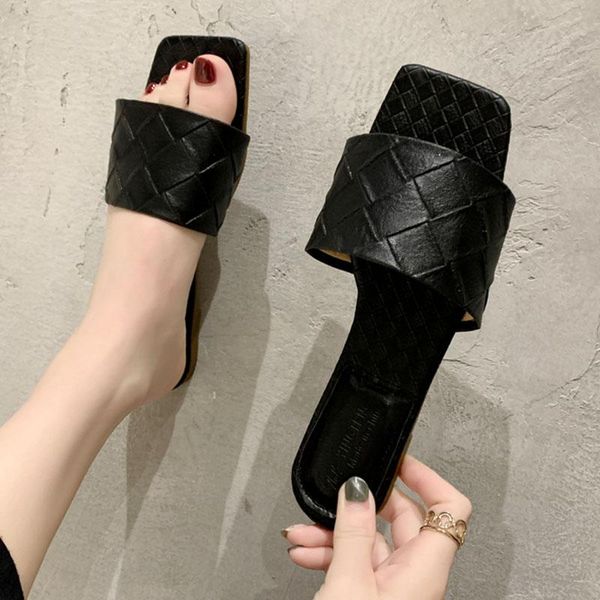 slippers 2021 brand slides weave leather women sandal open toe flat casual summer outdoor beach female flip flops, Black
slippers 2021 brand slides weave leather women sandal open toe flat casual summer outdoor beach female flip flops, Black