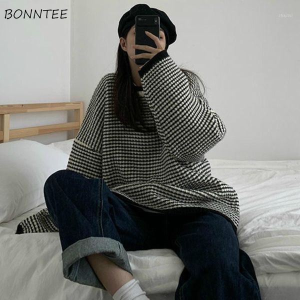women's sweaters sweater pullovers women autumn winter loose striped oversize leisure all-match trendy korean style knitwear ins quali, White;black
women's sweaters sweater pullovers women autumn winter loose striped oversize leisure all-match trendy korean style knitwear ins quali, White;black