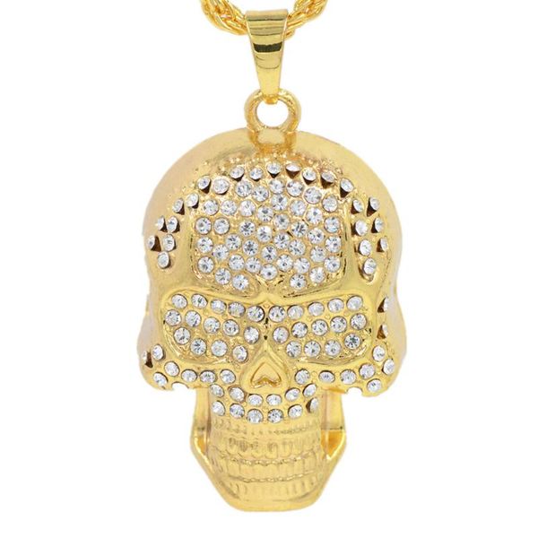 gold shining stone-encrusted skull hip hop pendant necklace men's accessories hipster personality simple necklaces, Silver
gold shining stone-encrusted skull hip hop pendant necklace men's accessories hipster personality simple necklaces, Silver