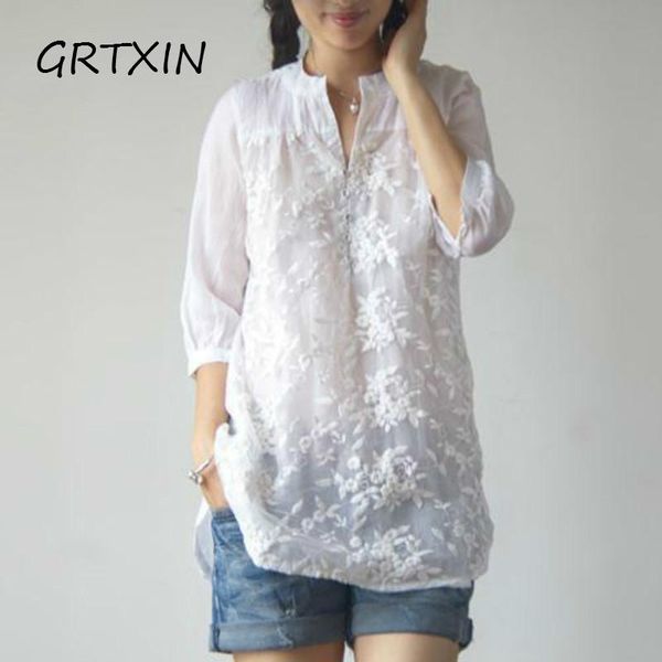 women's blouses & shirts summer women v neck embroidery blouse autumn elegant lace patchwork long sleeve shirt loose work blusa plus si, White
women's blouses & shirts summer women v neck embroidery blouse autumn elegant lace patchwork long sleeve shirt loose work blusa plus si, White