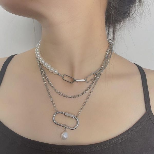 pendant necklaces 2021 punk metal multi-layer statement choker necklace geometric jewelry, Silver
pendant necklaces 2021 punk metal multi-layer statement choker necklace geometric jewelry, Silver
