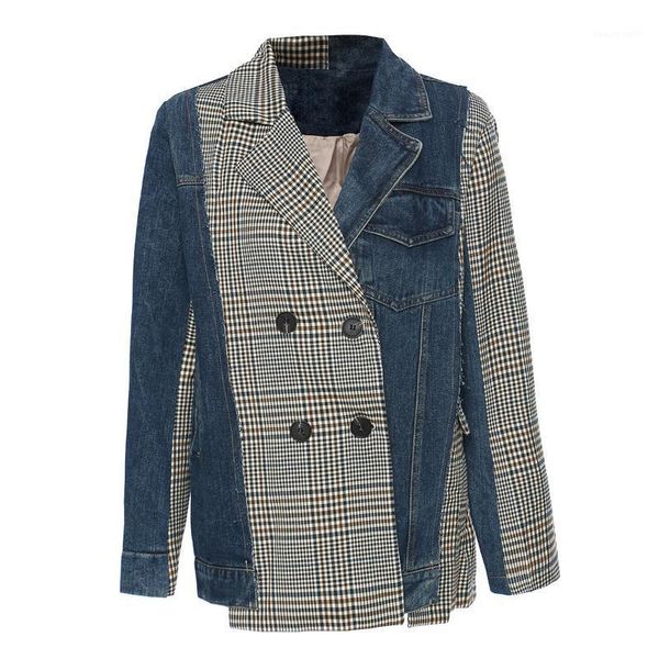 women's suits & blazers denim plaid big size irregular for women elegant lapel long sleeve loose fit and jackets fashion spring autumn, White;black
women's suits & blazers denim plaid big size irregular for women elegant lapel long sleeve loose fit and jackets fashion spring autumn, White;black