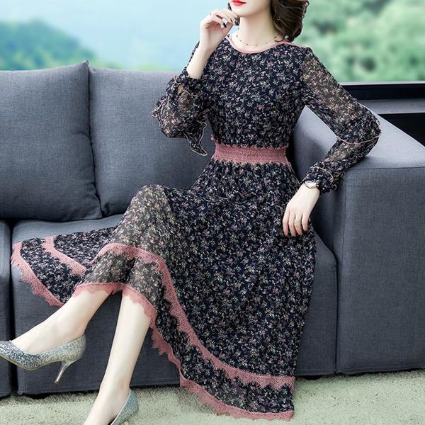 women elegant floral chiffon lace patchwork maxi dress 2021 spring vintage 3xl plus size print midi bodycon party vestidos casual dresses, Black;gray
women elegant floral chiffon lace patchwork maxi dress 2021 spring vintage 3xl plus size print midi bodycon party vestidos casual dresses, Black;gray